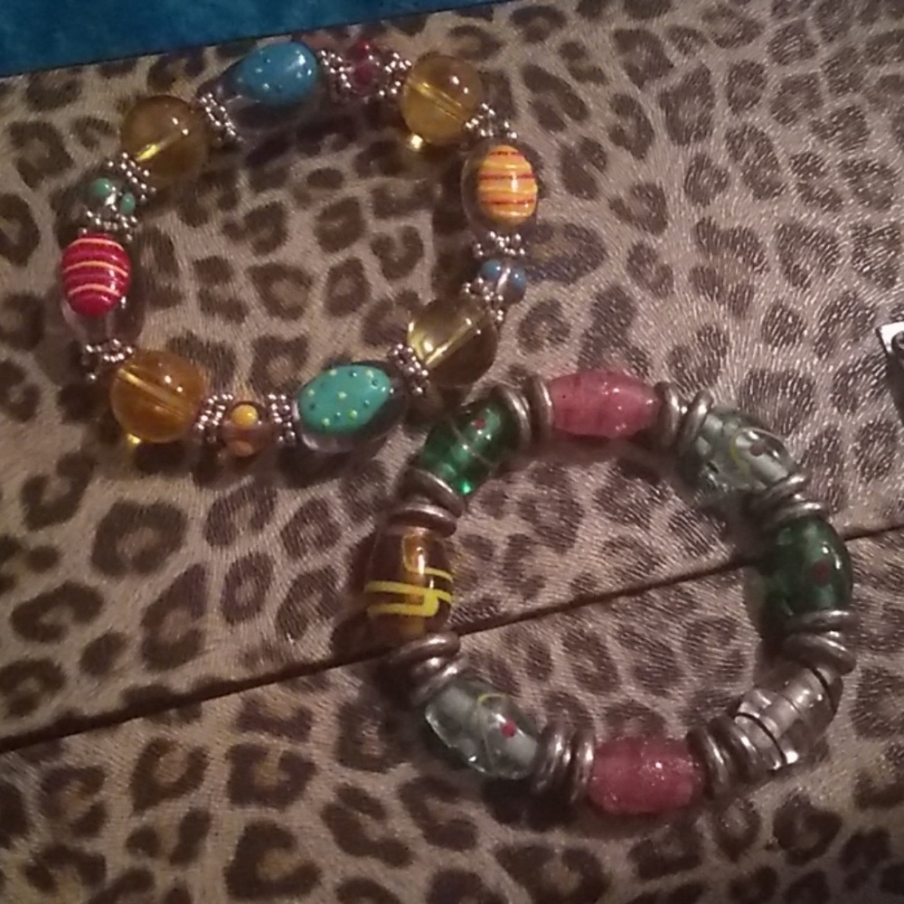 Easter Hand Blown & Painted Glass Bead Bracelets